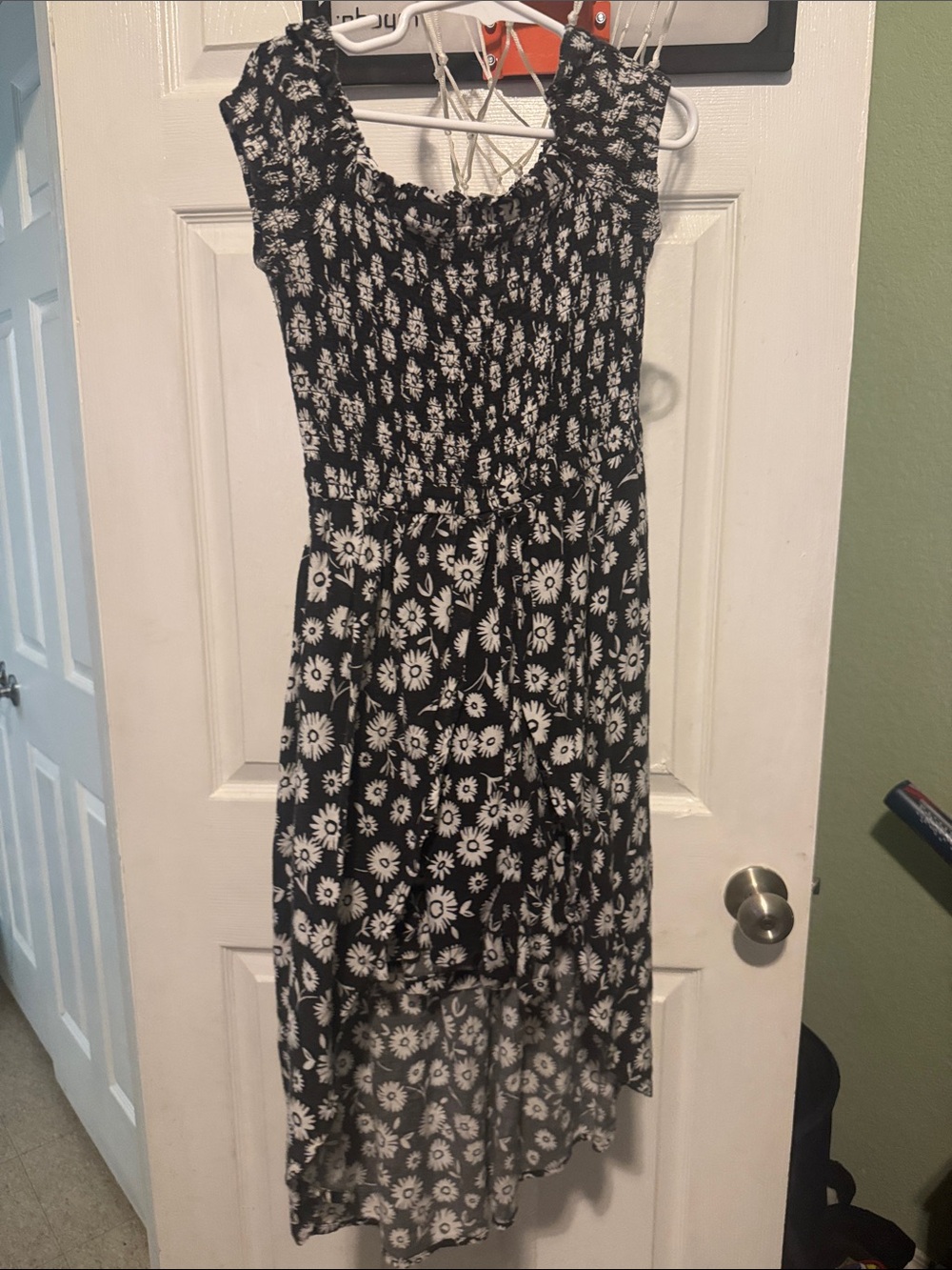 fabkids Black and White Daisy Smocked High-Low Dress